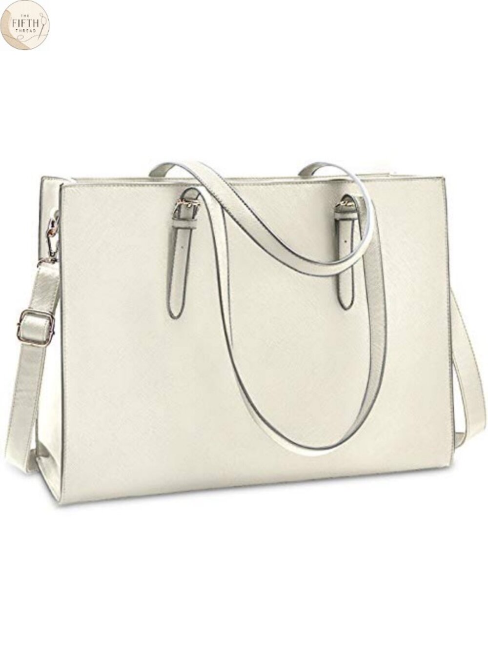 PU Leather Laptop Tote Bag for Women 15.6 Inch Computer Shoulder Bag